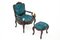 Armchair with Footstool, France, 1880s, Set of 2 1