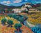 Reguera Canyelles, Canyelles Castle, Koloristische Landschaft, 1990er, Öl auf Leinwand 2