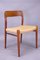 Danish Model 75 Dining Chairs in Teak and Papercord by Niels Otto Møller for J.L. Møllers, 1960s, Set of 4 1