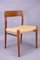 Danish Model 75 Dining Chairs in Teak and Papercord by Niels Otto Møller for J.L. Møllers, 1960s, Set of 4, Image 1