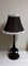 Art Deco German Table Lamp with Foot in Dark, Patinated Bronze and Black Fabric Screen with White Border 2