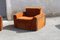 Da Salotto Sofa and Armchairs Armchair in Cubic Orange and Steel, Italy, 1970s, Set of 3 19