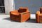 Da Salotto Sofa and Armchairs Armchair in Cubic Orange and Steel, Italy, 1970s, Set of 3 14