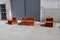 Da Salotto Sofa and Armchairs Armchair in Cubic Orange and Steel, Italy, 1970s, Set of 3 5