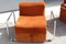 Da Salotto Sofa and Armchairs Armchair in Cubic Orange and Steel, Italy, 1970s, Set of 3 7