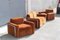 Da Salotto Sofa and Armchairs Armchair in Cubic Orange and Steel, Italy, 1970s, Set of 3 16