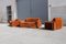 Da Salotto Sofa and Armchairs Armchair in Cubic Orange and Steel, Italy, 1970s, Set of 3, Image 11