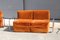 Da Salotto Sofa and Armchairs Armchair in Cubic Orange and Steel, Italy, 1970s, Set of 3 15