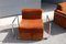 Da Salotto Sofa and Armchairs Armchair in Cubic Orange and Steel, Italy, 1970s, Set of 3 8