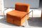 Da Salotto Sofa and Armchairs Armchair in Cubic Orange and Steel, Italy, 1970s, Set of 3 6