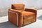Da Salotto Sofa and Armchairs Armchair in Cubic Orange and Steel, Italy, 1970s, Set of 3 3