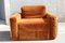 Da Salotto Sofa and Armchairs Armchair in Cubic Orange and Steel, Italy, 1970s, Set of 3 4
