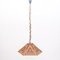 Lámpara de suspensión de bambú y cuero, Italia, años 70, Imagen 2