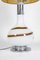 White Glass Lamp with Brown and Yellow Spiral Decor, 1970s 3