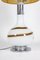 White Glass Lamp with Brown and Yellow Spiral Decor, 1970s, Image 3