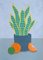 Giorgio Morandi, Snake Plant with Oranges, 2023, Acrylic on Paper 1