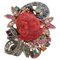 Rose Gold and Silver Ring in Dark Red Coral and Diamonds, Image 1