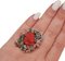 Rose Gold and Silver Ring in Dark Red Coral and Diamonds 5