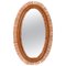 Mid-Century Oval Rattan and Bamboo Wall Mirror by Franco Albini, Italy, 1960s 1