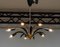 Vintage German Brass and Black Lacquer Spider Chandelier, 1950s 4