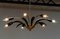 Lampadario Spider vintage in ottone e lacca nera, Germania, anni '50, Immagine 3