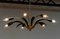 Vintage German Brass and Black Lacquer Spider Chandelier, 1950s 3