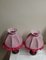 Bedside Lamps with Turned Walnut Bases and Pink Fabric Shades, 1900s, Set of 2 3