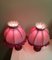 Bedside Lamps with Turned Walnut Bases and Pink Fabric Shades, 1900s, Set of 2, Image 5