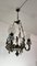 Lámpara de araña de tres luces de bronce y porcelana, Italia, años 40, Imagen 15