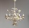 Vintage Italian Pastel Color Painted Metal Chandelier with Floral Decor, 1960s 1