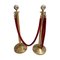 Vintage Brass Poles with Red Cord, Set of 2 1