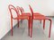 Rote Vintage Metall Stühle, 1980er, 6 . Set 5