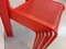 Rote Vintage Metall Stühle, 1980er, 6 . Set 16