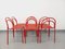 Vintage Red Metal Chairs, 1980s, Set of 6 8