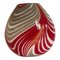 Abstarct Vase in Milky-White Murano Style Glass with Red and Beige Reeds by Simoeng 1