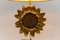 Mid-Century Moderne Sonnenblumen Tischlampe aus Messing & Holz, 1970er 8