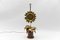 Mid-Century Modern Sunflower Table Lamp in Brass and Wood, 1970s 5