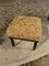 Small Wooden Pouf with Damask Upholstery and Brass, 1950s 2