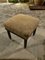 Small Wooden Pouf with Damask Upholstery and Brass, 1950s, Image 1