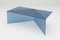 Blue Satin Glass Poly Square Coffe Table by Sebastian Scherer, Image 2