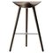 Brown Oak and Stainless Steel Bar Stool by Lassen 1