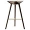 Brown Oak and Brass Bar Stool by Lassen, Image 1