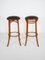 Bentwood Cafe Bar Stools with Padded Leather Seats from Thonet, 1969, Set of 2 5