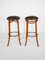 Bentwood Cafe Bar Stools with Padded Leather Seats from Thonet, 1969, Set of 2 4