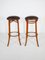 Bentwood Cafe Bar Stools with Padded Leather Seats from Thonet, 1969, Set of 2, Image 4