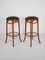 Bentwood Cafe Bar Stools with Padded Leather Seats from Thonet, 1969, Set of 2, Image 2