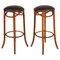 Bentwood Cafe Bar Stools with Padded Leather Seats from Thonet, 1969, Set of 2 1