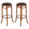 Bentwood Cafe Bar Stools with Padded Leather Seats from Thonet, 1969, Set of 2, Image 1