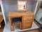 Vintage Dressing Table in Oak with Mirror & Stool, Set of 3 3