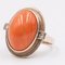 Vintage 8K Yellow Gold Ring with Cabochon Coral and Diamonds, 1970s 2
